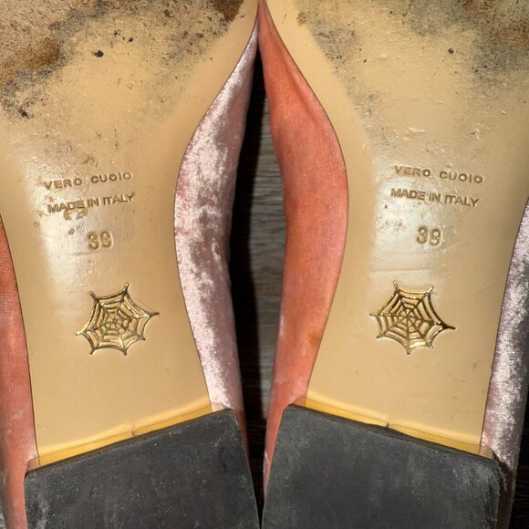 Charlotte Olympia Blush Pink Velvet Cat Kitty Loafer Flats - Picture 9 of 9